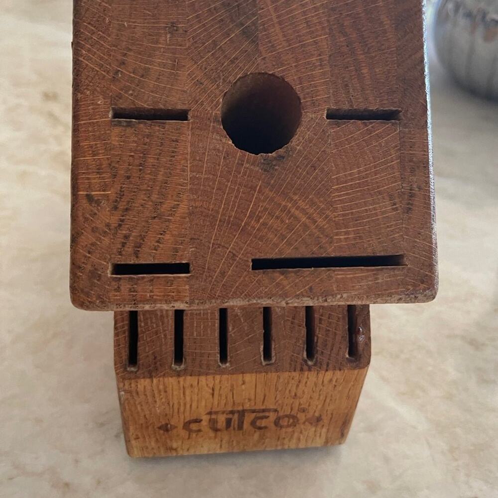 Vintage Cutco Oak knife block